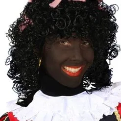 Overig Pietenpruik Dames Pepita Wetlook Met Roze Strikjes -Overig Cosplay Winkel dames pietenpruik pepita wetlook met roze strikjes 1