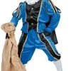 Overig Kostuum Zwarte Piet Blauw Luxe (met Cape)