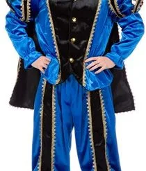 Overig Kostuum Zwarte Piet Blauw Luxe (met Cape) -Overig Cosplay Winkel kostuum zwarte piet luxe met cape blauw 2