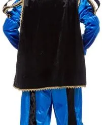 Overig Kostuum Zwarte Piet Blauw Luxe (met Cape) -Overig Cosplay Winkel kostuum zwarte piet luxe met cape blauw achterkant