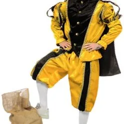 Overig Kostuum Zwarte Piet Geel Luxe (met Cape) -Overig Cosplay Winkel kostuum zwarte piet luxe met cape geel 2