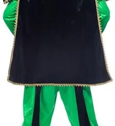 Overig Kostuum Zwarte Piet Groen Luxe (met Cape) 12 Overig Kostuum Zwarte Piet Groen Luxe (met Cape) -Overig Cosplay Winkel kostuum zwarte piet luxe met cape groen achterkant