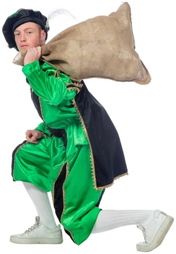 Overig Kostuum Zwarte Piet Groen Luxe (met Cape) 4 Overig Kostuum Zwarte Piet Groen Luxe (met Cape) - Afbeelding 2