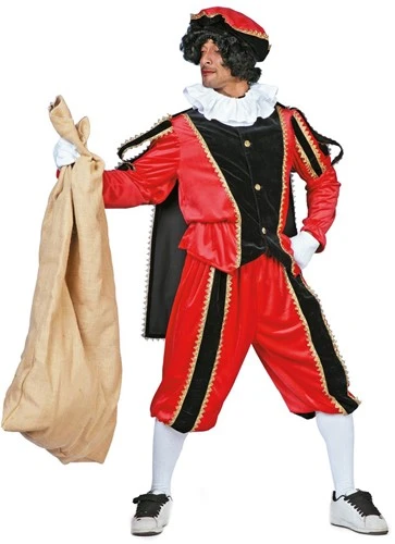 Overig Kostuum Zwarte Piet Rood Luxe (met Cape) 3 Overig Kostuum Zwarte Piet Rood Luxe (met Cape)