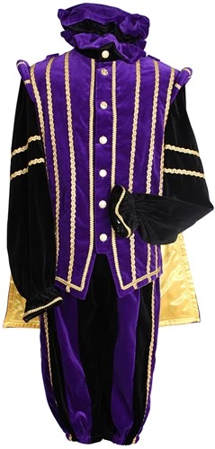 Overig Pietenkostuum Marbella Fluweel Katoen Paars/Zwart 3 Overig Pietenkostuum Marbella Fluweel Katoen Paars/Zwart