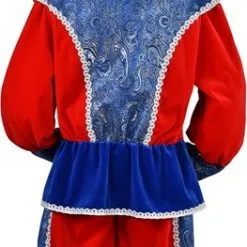 Overig Pietenpak Pedro Fluweel Luxe Blauw-Rood -Overig Cosplay Winkel pietenpak pedro fluweel luxe blauw rood achterkant