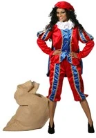 Overig Zwarte Piet Dame Blauw/Rood Met Cape Luxe 5 Overig Zwarte Piet Dame Blauw/Rood Met Cape Luxe - Afbeelding 3