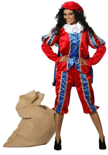 Overig Zwarte Piet Dame Blauw/Rood Met Cape Luxe 3 Overig Zwarte Piet Dame Blauw/Rood Met Cape Luxe