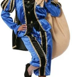 Overig Zwarte Piet Dameskostuum Blauw Luxe (met Cape)