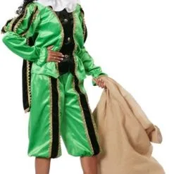 Overig Zwarte Piet Dameskostuum Groen Luxe (met Cape)